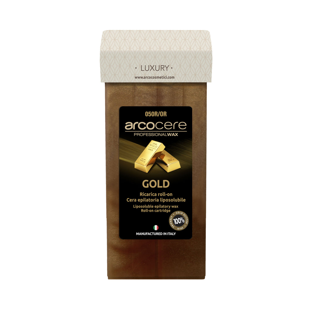 Wachspatrone GOLD-LUXURY mit Goldglitter und Schimmereffekt - ideal für trockene und sensible Haut - Roll-on-Patrone 100ml