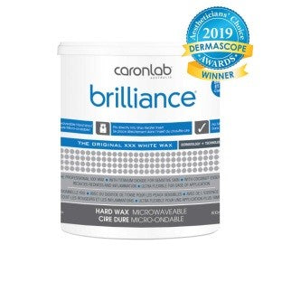 Heiß-/Brazilian-Wachs weiß BRILLIANCE mit Titan-Dioxid und Kokosnussessenz - 100% Kolophonium frei Hypoallergen - Mikrowellengeeignet 800 ml