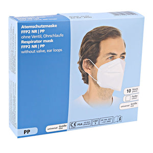 
                
                    Laden Sie das Bild in den Galerie-Viewer, Atemschutzmaske FFP2 NR Hygrostar, ohne Ventil - PP - mit Gummiband/Ohrschlaufen - Farbe: weiß - 1 Packung à 10 Stück (jeweils einzeln verpackt)
                
            
